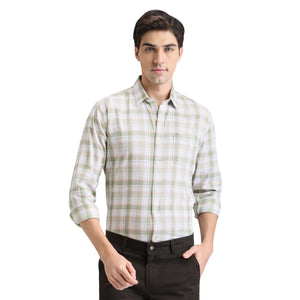Fern Green Premium Cotton Slim Fit Checks Shirt
