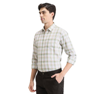 Fern Green Premium Cotton Slim Fit Checks Shirt