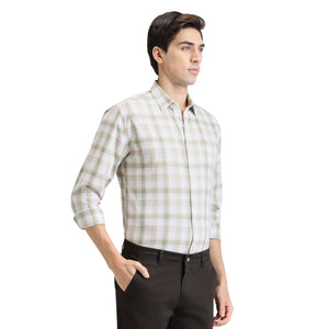 Fern Green Premium Cotton Slim Fit Checks Shirt