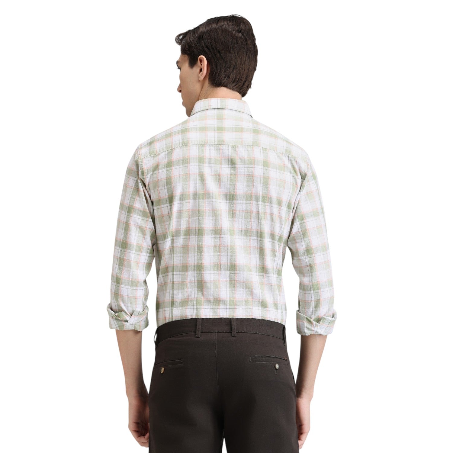 Fern Green Premium Cotton Slim Fit Checks Shirt