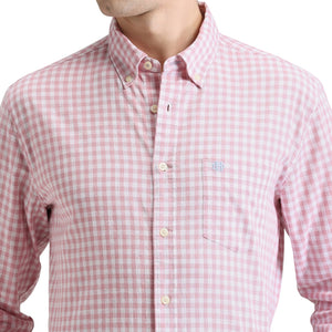 Pink Premium Cotton Slim Fit Checks Shirt