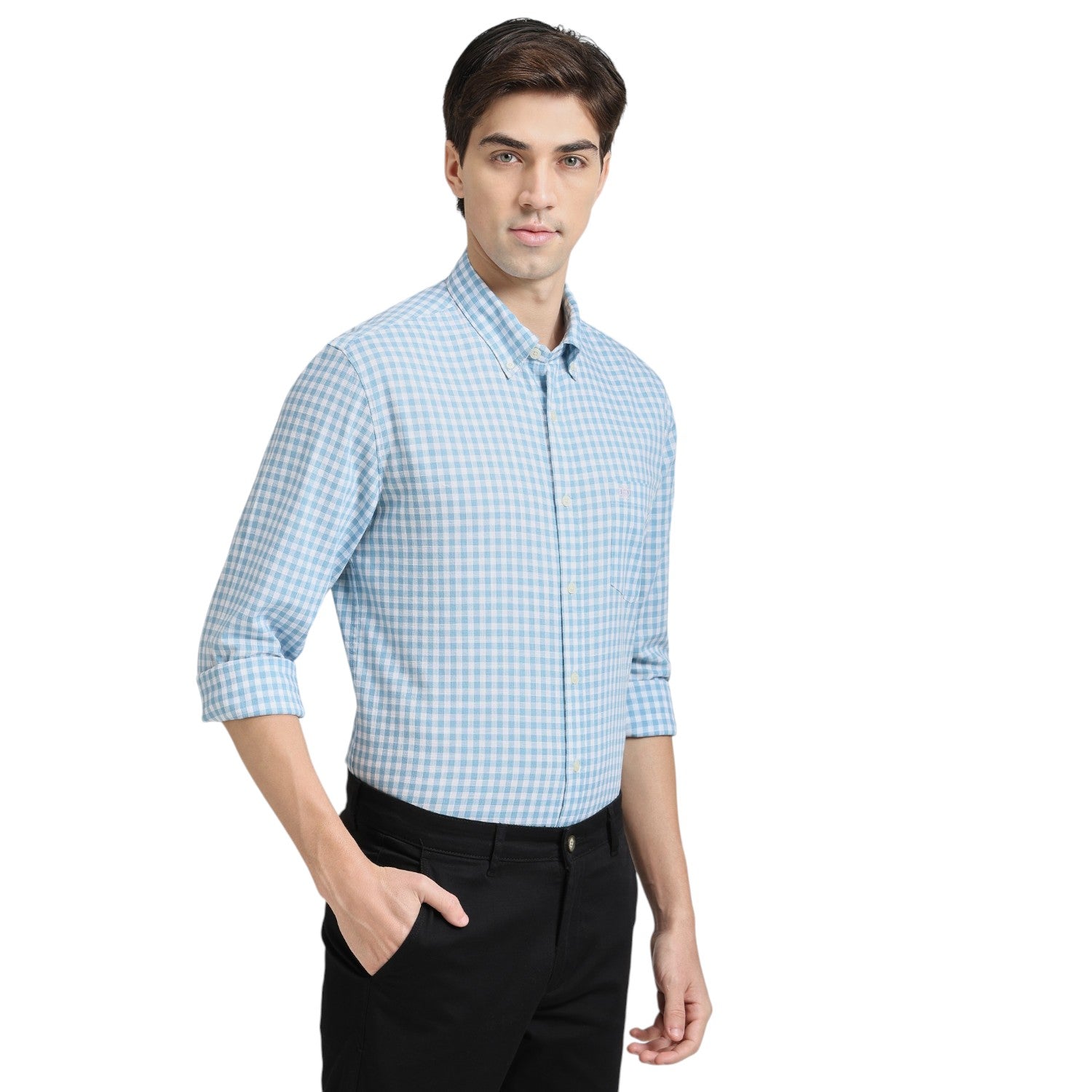 Aqua Premium Cotton Slim Fit Checks Shirt