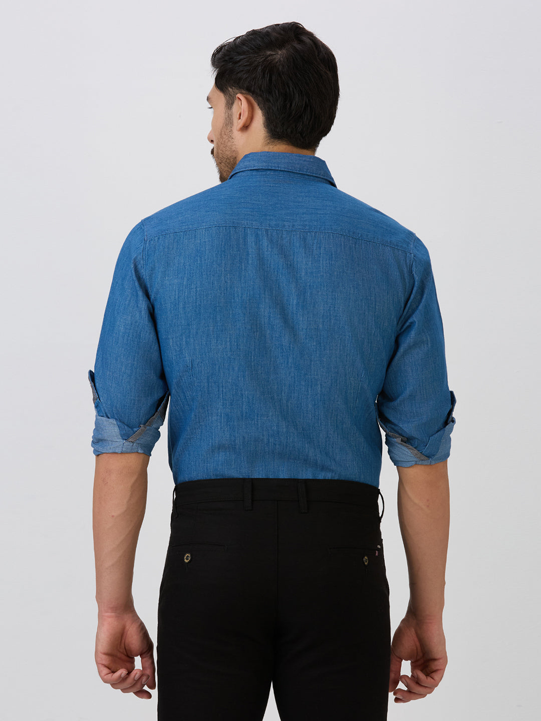 Light Blue Slim Fit Premium Cotton Solid Shirt