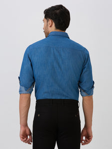 Light Blue Slim Fit Premium Cotton Solid Shirt