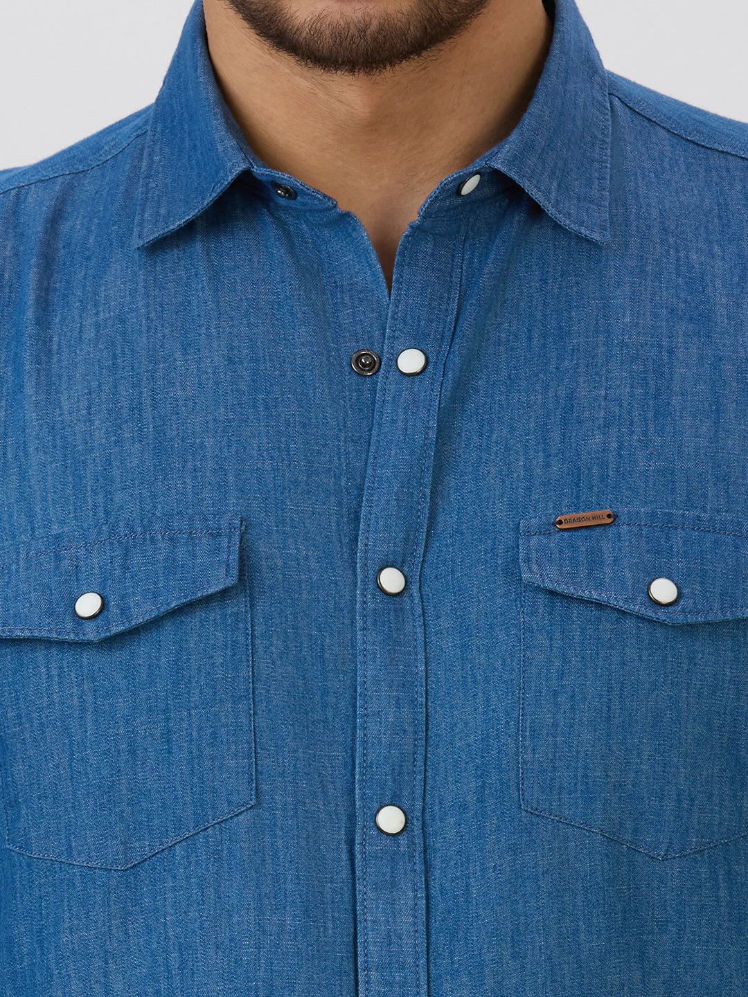 Light Blue Slim Fit Premium Cotton Solid Shirt
