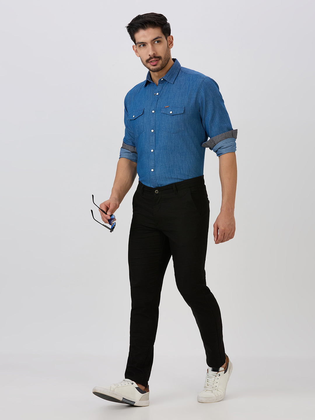 Light Blue Slim Fit Premium Cotton Solid Shirt