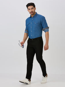 Light Blue Slim Fit Premium Cotton Solid Shirt