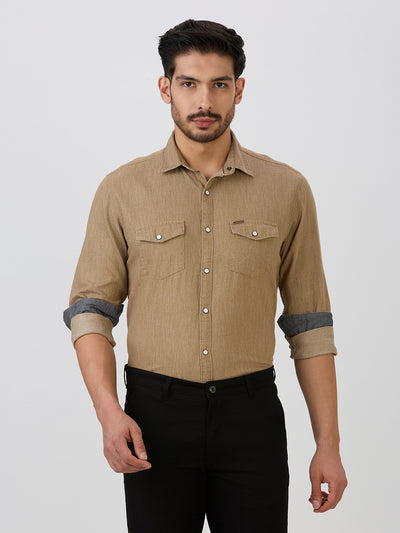 Mountain Peak Slim Fit Premium Cotton Solid Shirt