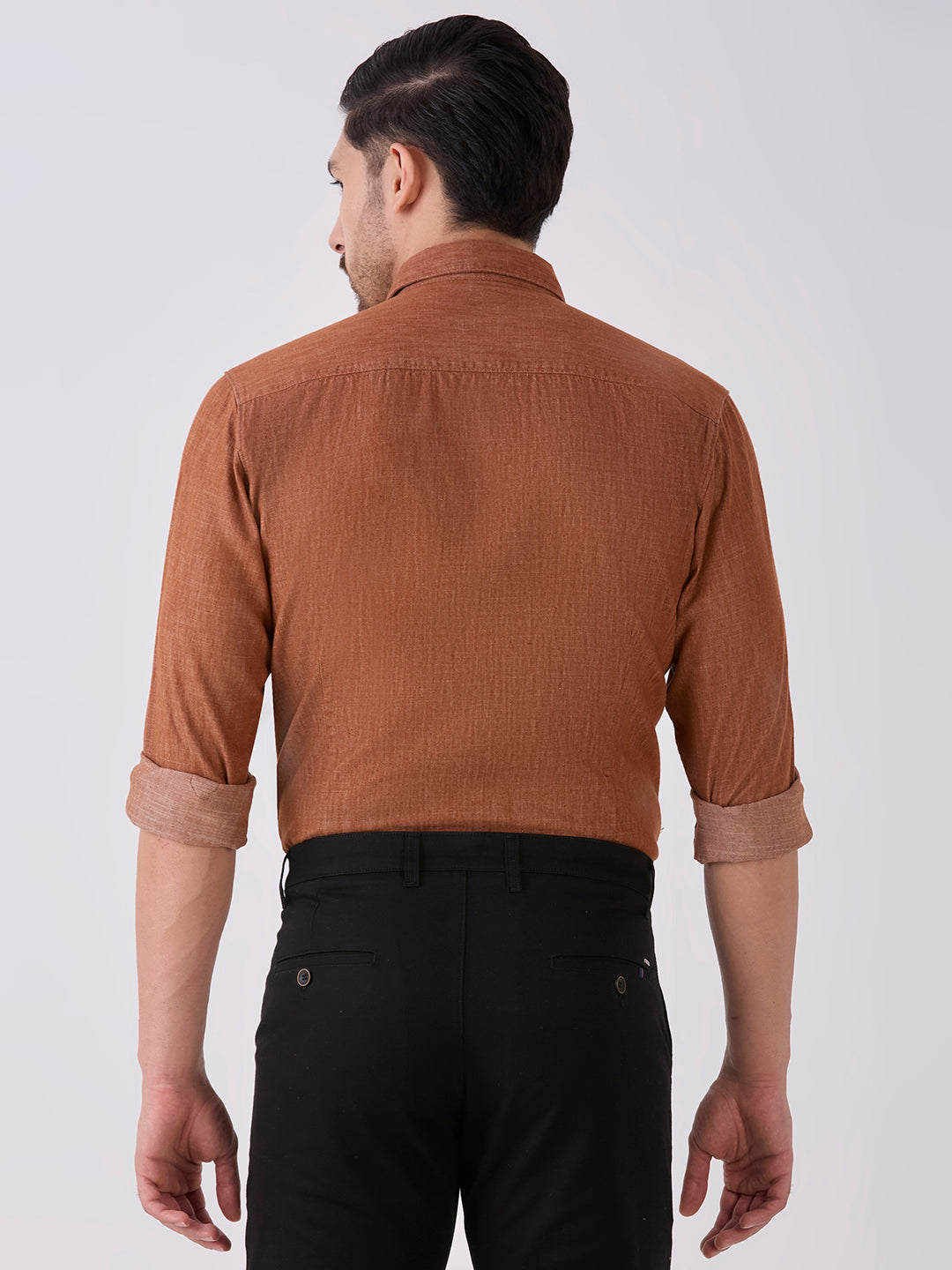 Tawny Red Slim Fit Premium Cotton Solid Shirt