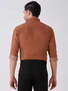 Tawny Red Slim Fit Premium Cotton Solid Shirt