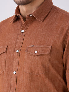 Tawny Red Slim Fit Premium Cotton Solid Shirt