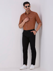 Tawny Red Slim Fit Premium Cotton Solid Shirt