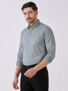 Sage Green Slim Fit Premium Cotton Solid Shirt