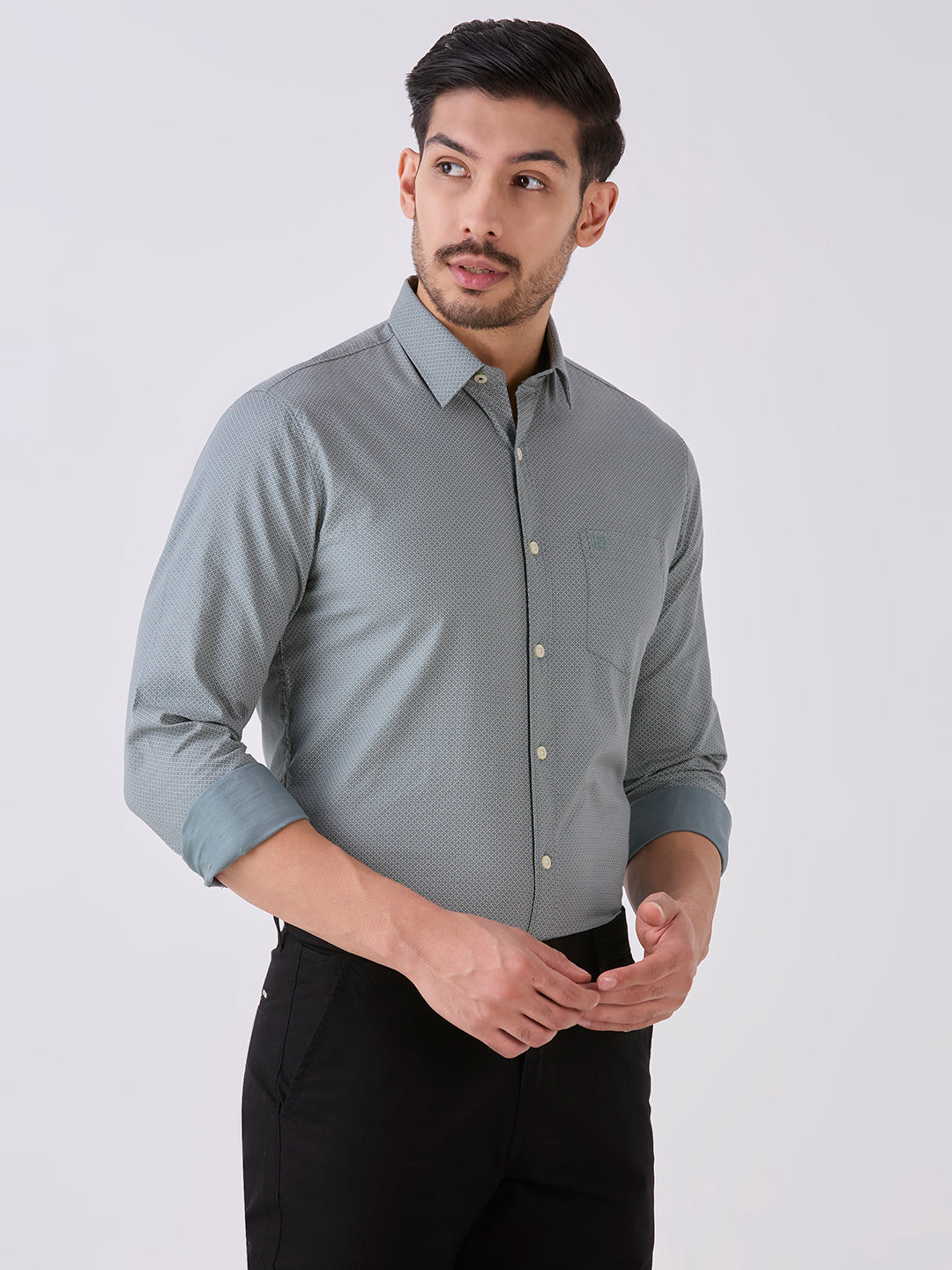 Sage Green Slim Fit Premium Cotton Solid Shirt