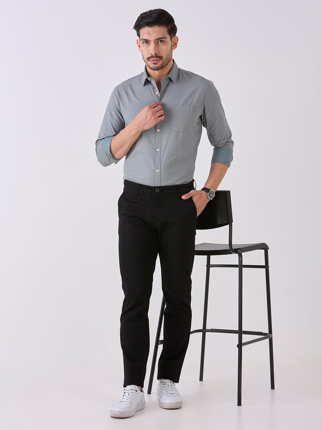 Sage Green Slim Fit Premium Cotton Solid Shirt