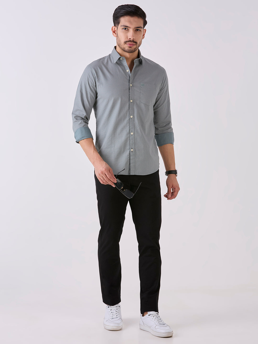 Sage Green Slim Fit Premium Cotton Solid Shirt