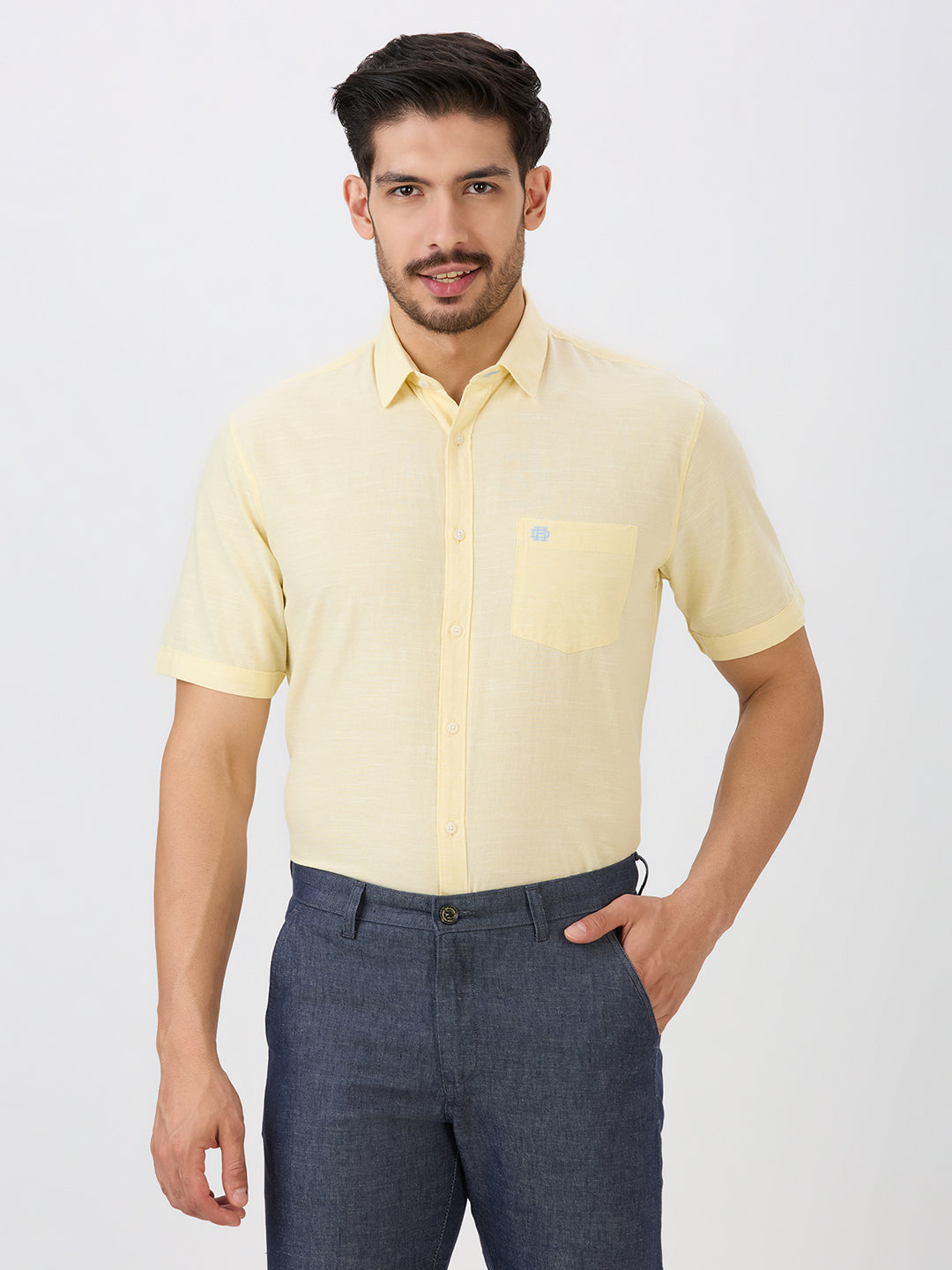 Lemon Slim Fit Premium Cotton Solid Shirt