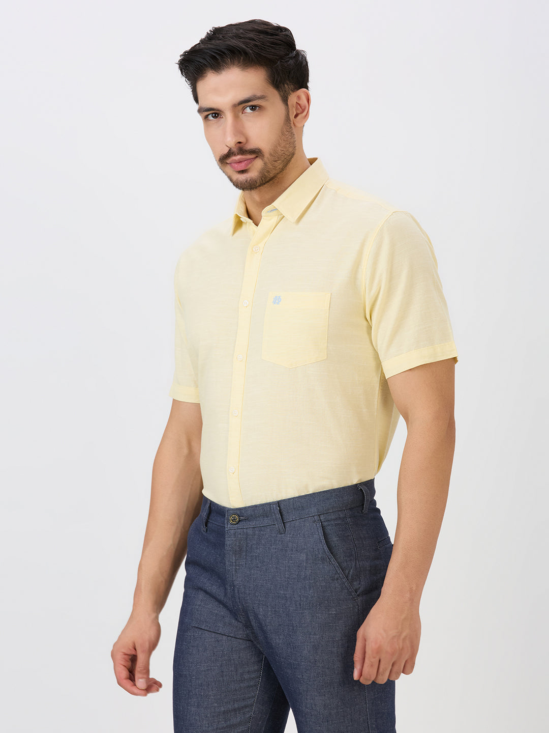 Lemon Slim Fit Premium Cotton Solid Shirt