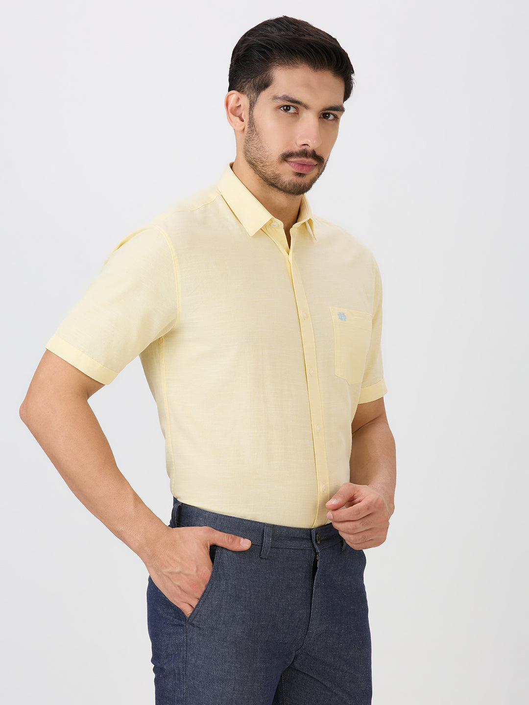 Lemon Slim Fit Premium Cotton Solid Shirt