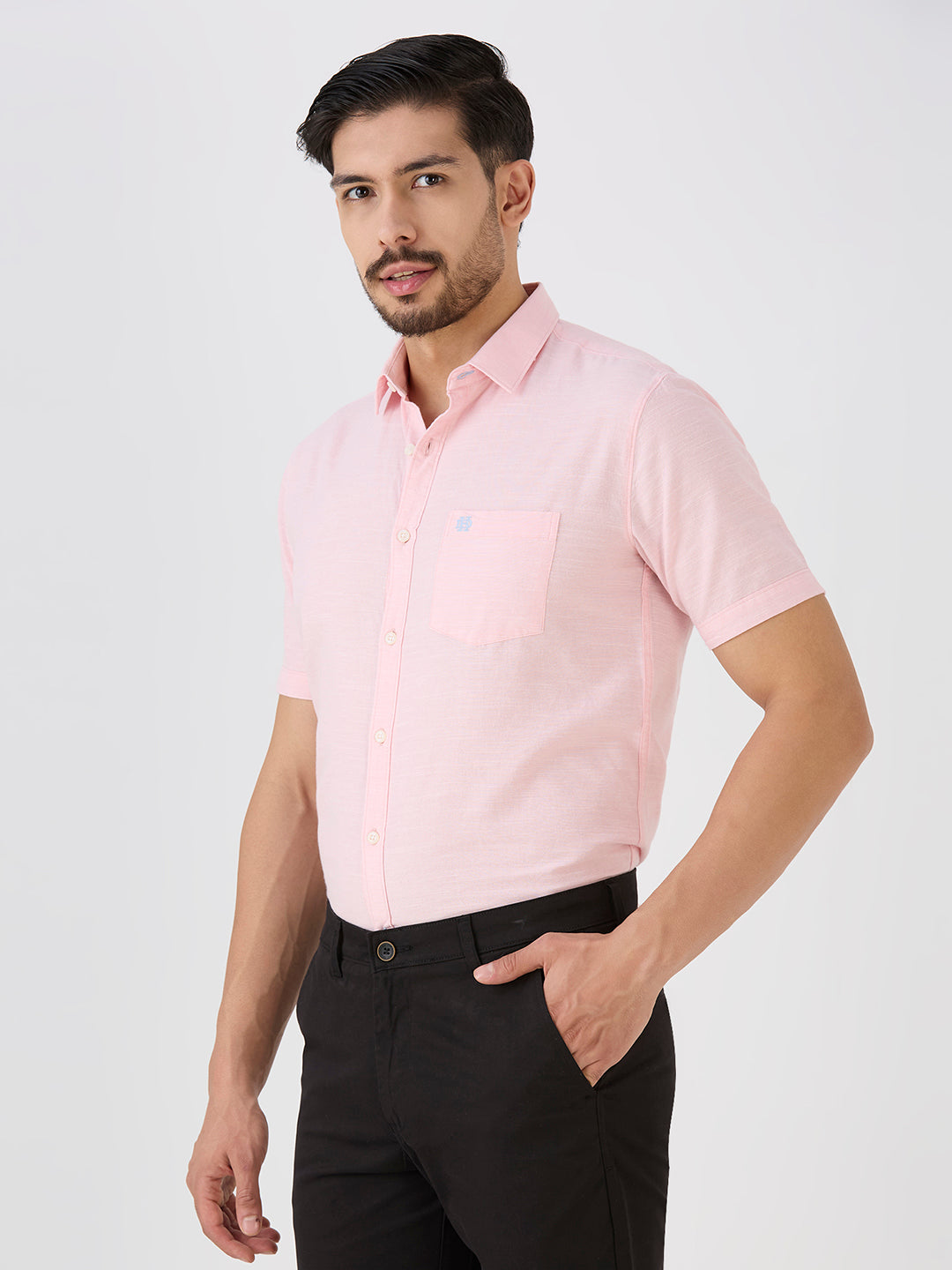 Pink Slim Fit Premium Cotton Solid Shirt