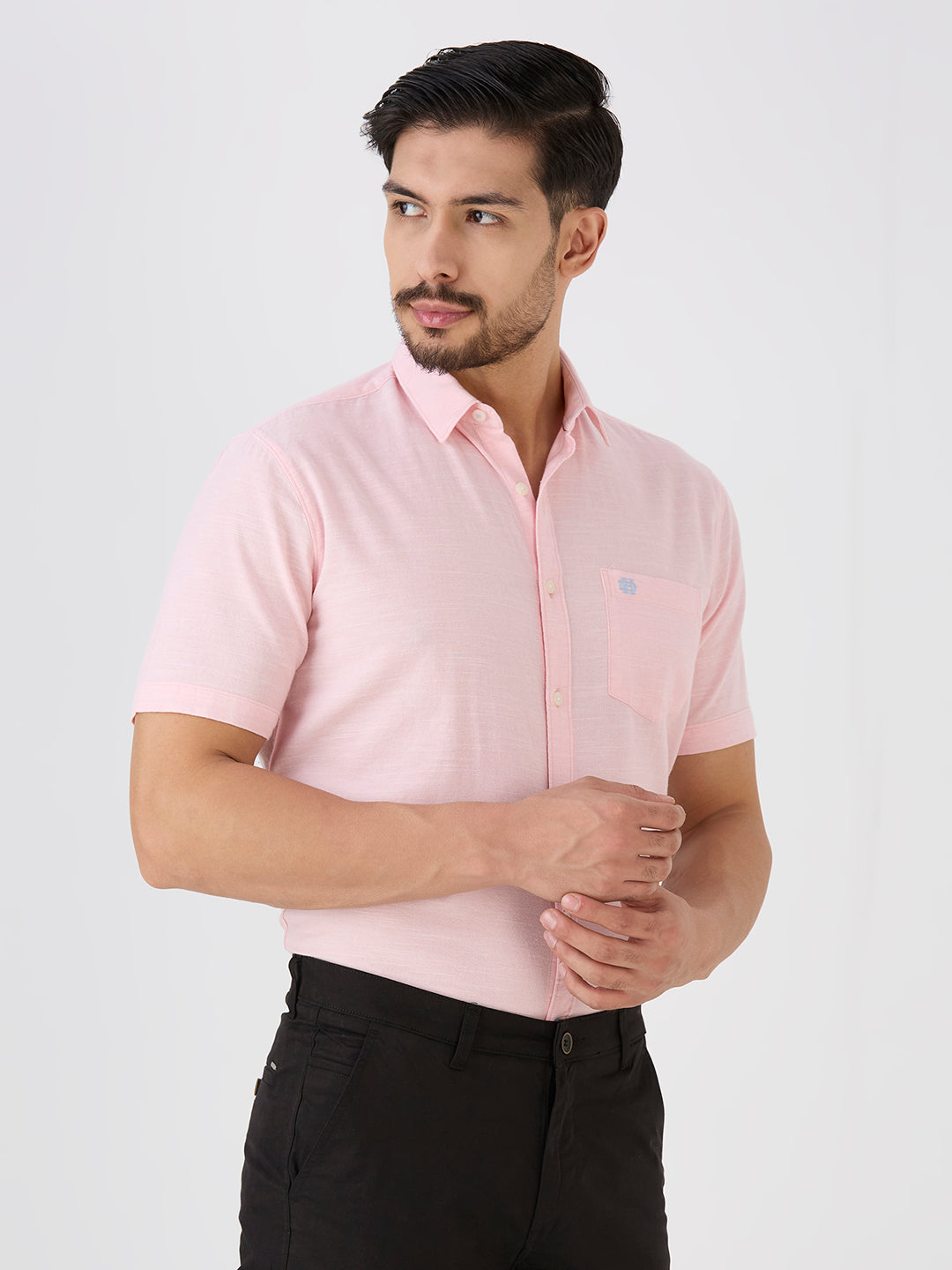 Pink Slim Fit Premium Cotton Solid Shirt