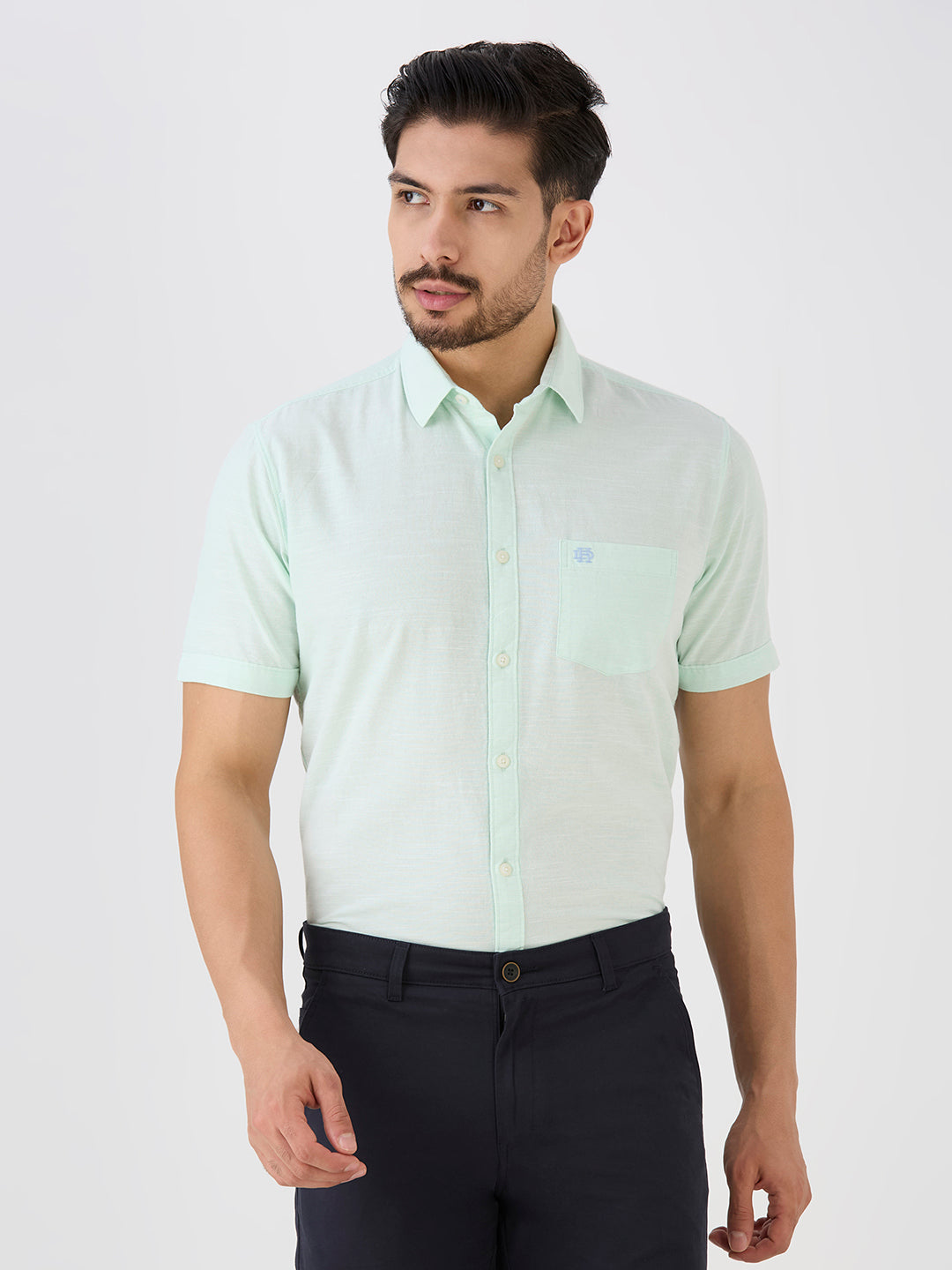 Pistachio Slim Fit Premium Cotton Solid Shirt