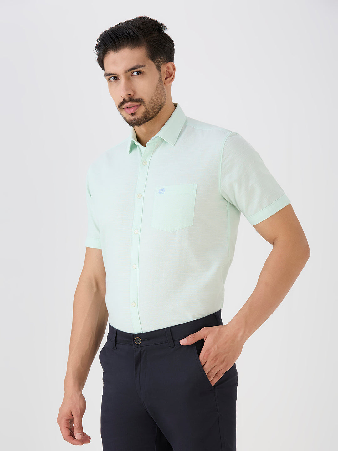 Pistachio Slim Fit Premium Cotton Solid Shirt