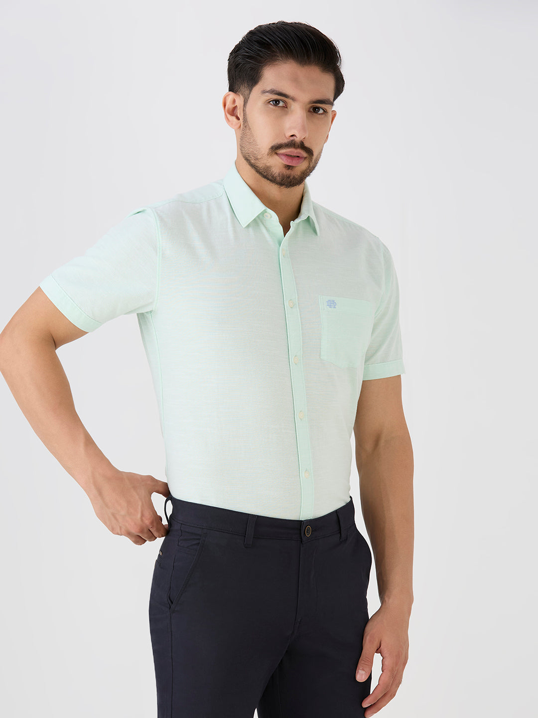 Pistachio Slim Fit Premium Cotton Solid Shirt