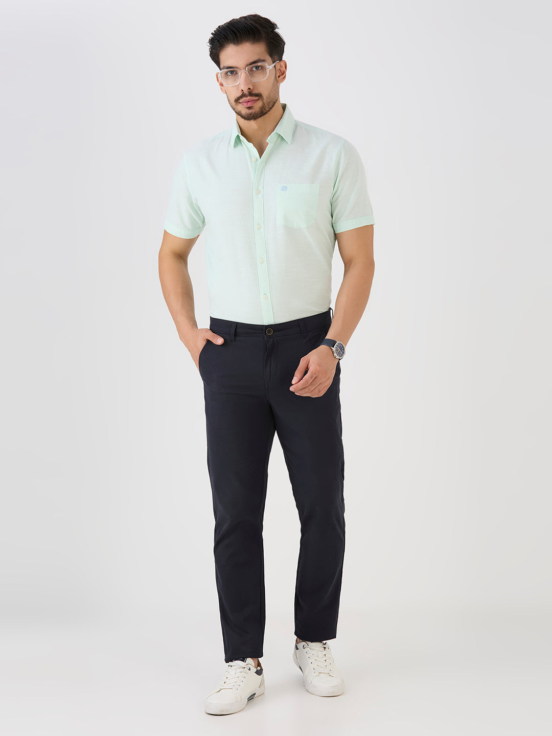 Pistachio Slim Fit Premium Cotton Solid Shirt