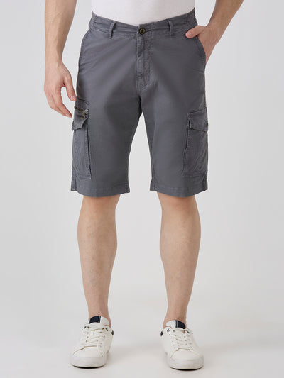 Gun Metal-Woven Shorts-Slim Fit