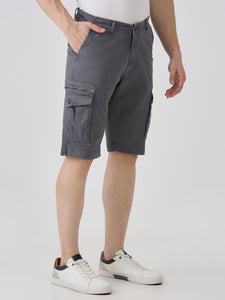Gun Metal-Woven Shorts-Slim Fit