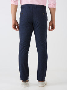 Navy-Cotton Linen-Trousers-Slim-Tapered-Fit