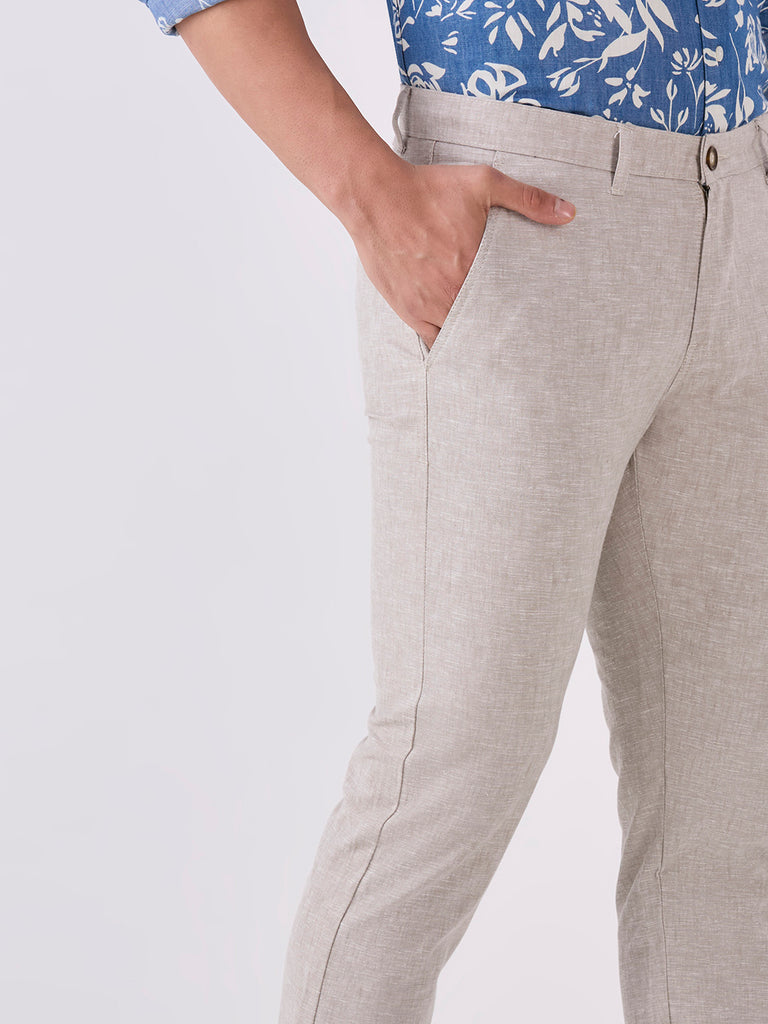 Natural-Cotton Linen-Trousers-Slim-Tapered-Fit