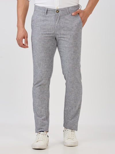 Silver-Cotton Linen-Trousers-Slim-Tapered-Fit