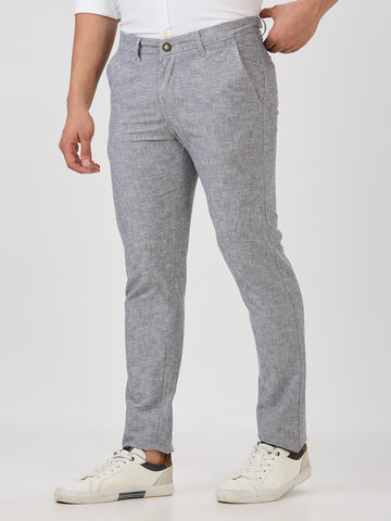 Silver-Cotton Linen-Trousers-Slim-Tapered-Fit