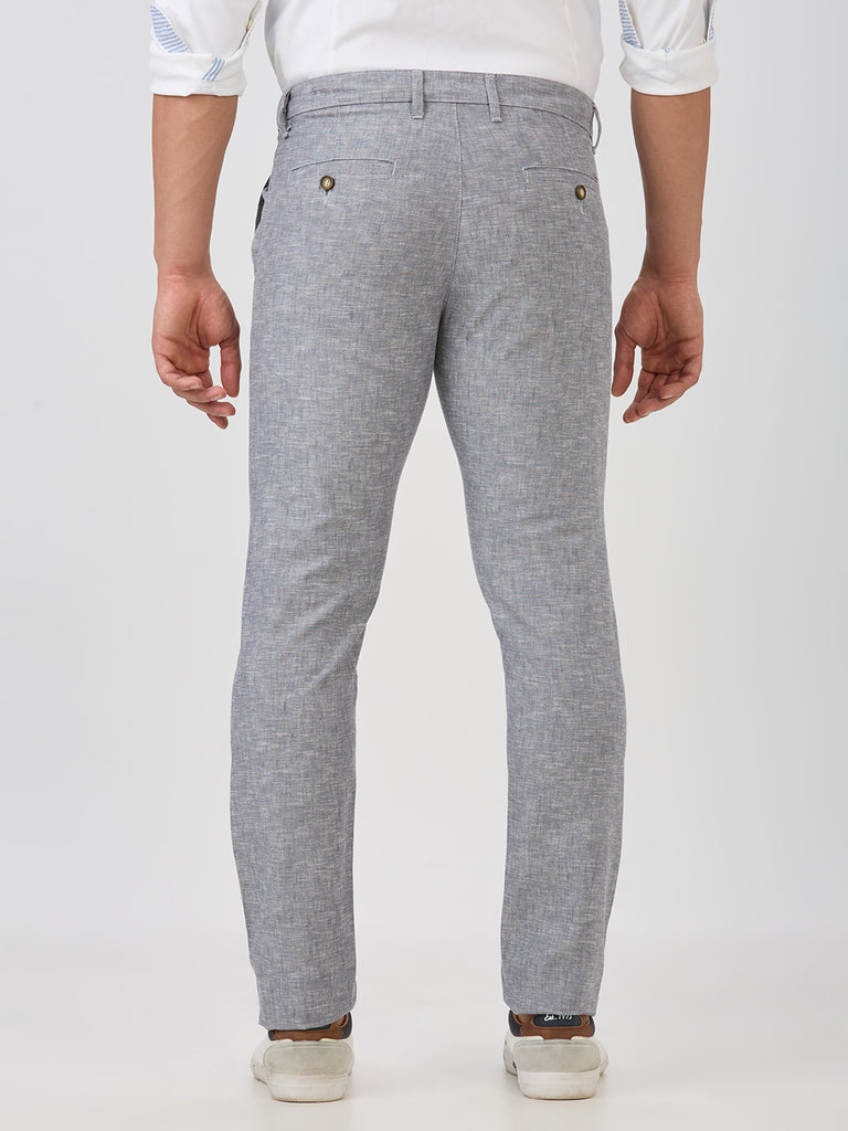 Silver-Cotton Linen-Trousers-Slim-Tapered-Fit