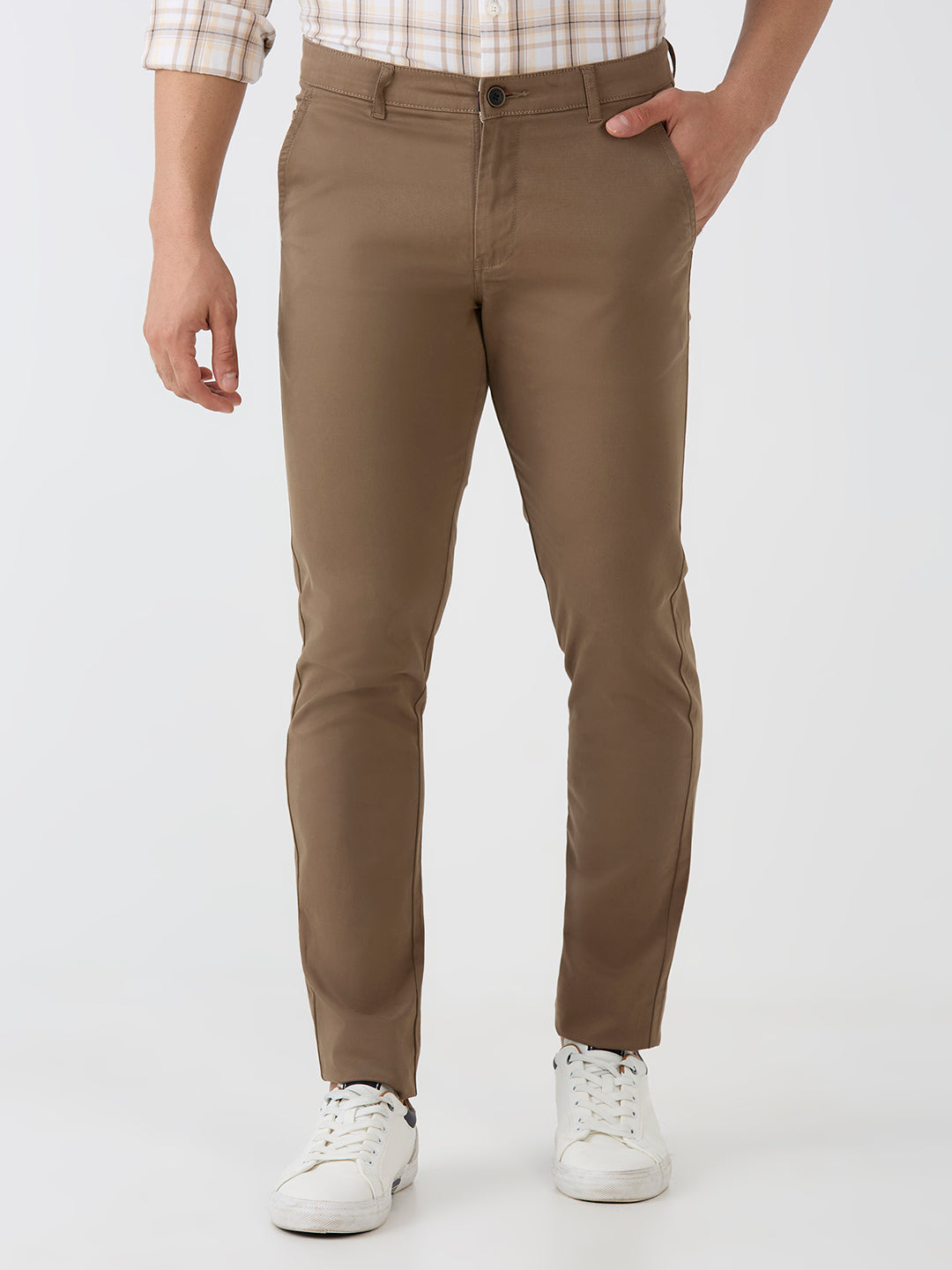 Wood-Dobby Lycra-Trousers-Slim-Tapered-Fit