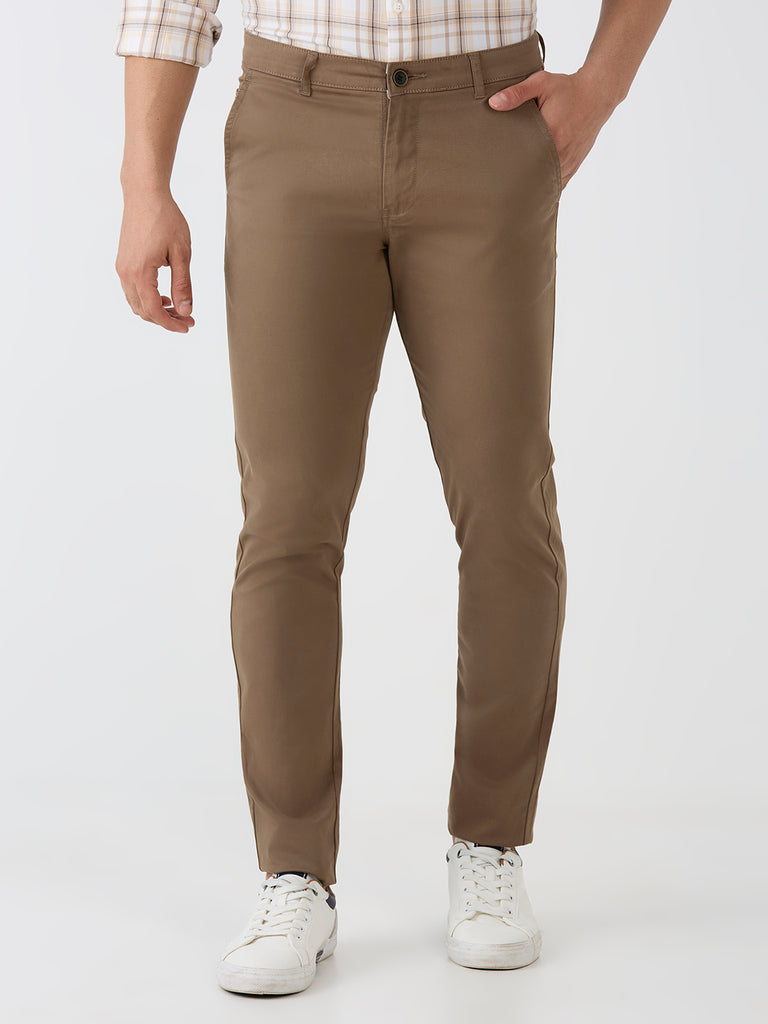 Wood-Dobby Lycra-Trousers-Slim-Tapered-Fit