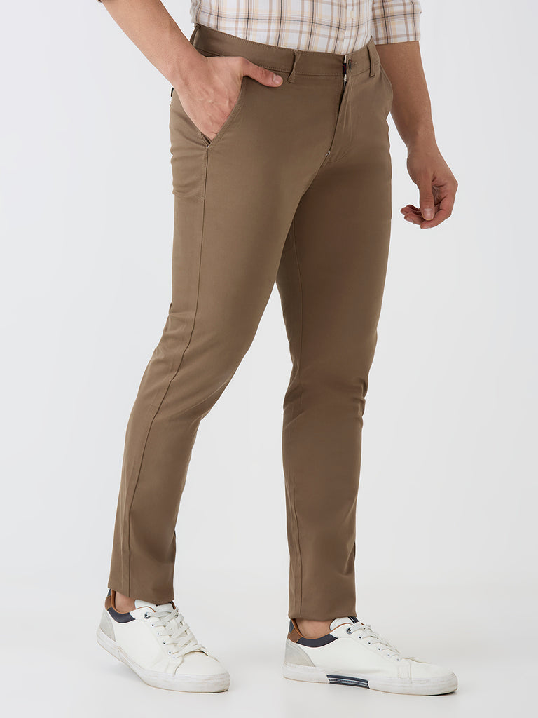 Wood-Dobby Lycra-Trousers-Slim-Tapered-Fit
