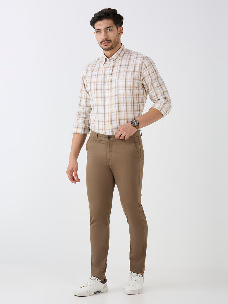 Wood-Dobby Lycra-Trousers-Slim-Tapered-Fit