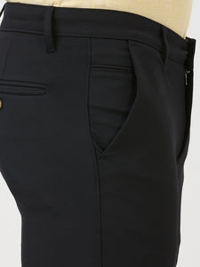 Navy-4 Way Lycra Stretch-Trousers-Slim-Tapered-Fit
