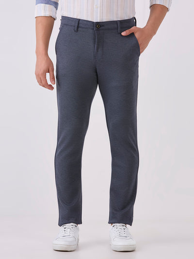Royal Blue-4 Way Lycra Stretch-Trousers-Slim-Tapered-Fit