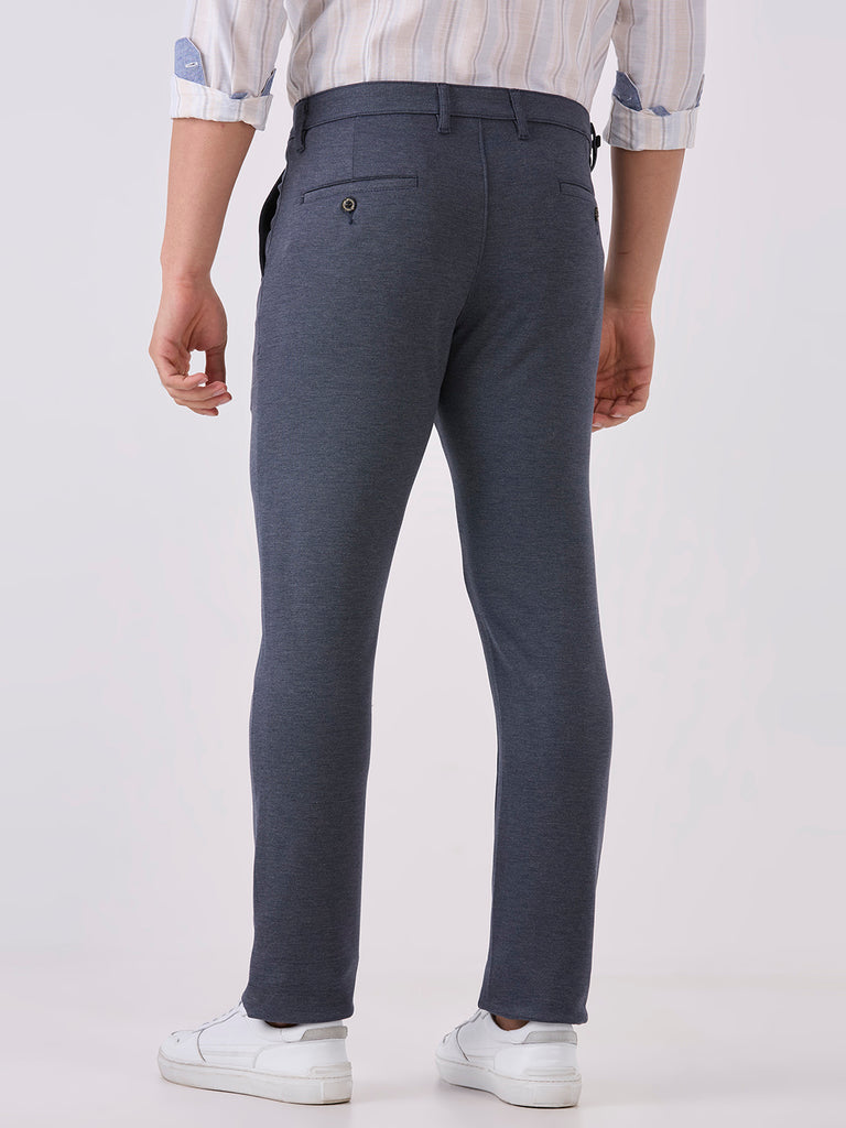 Royal Blue-4 Way Lycra Stretch-Trousers-Slim-Tapered-Fit