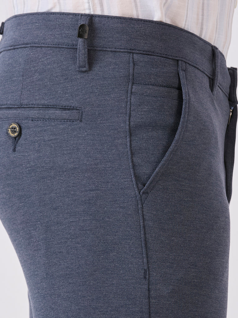 Royal Blue-4 Way Lycra Stretch-Trousers-Slim-Tapered-Fit