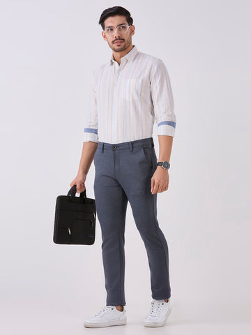 Royal Blue-4 Way Lycra Stretch-Trousers-Slim-Tapered-Fit