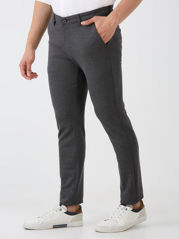 Black-4 Way Lycra Stretch-Trousers-Slim-Tapered-Fit