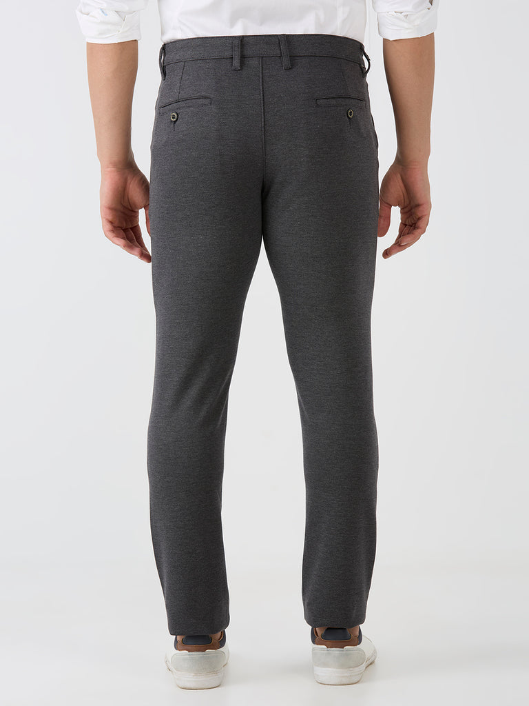 Black-4 Way Lycra Stretch-Trousers-Slim-Tapered-Fit