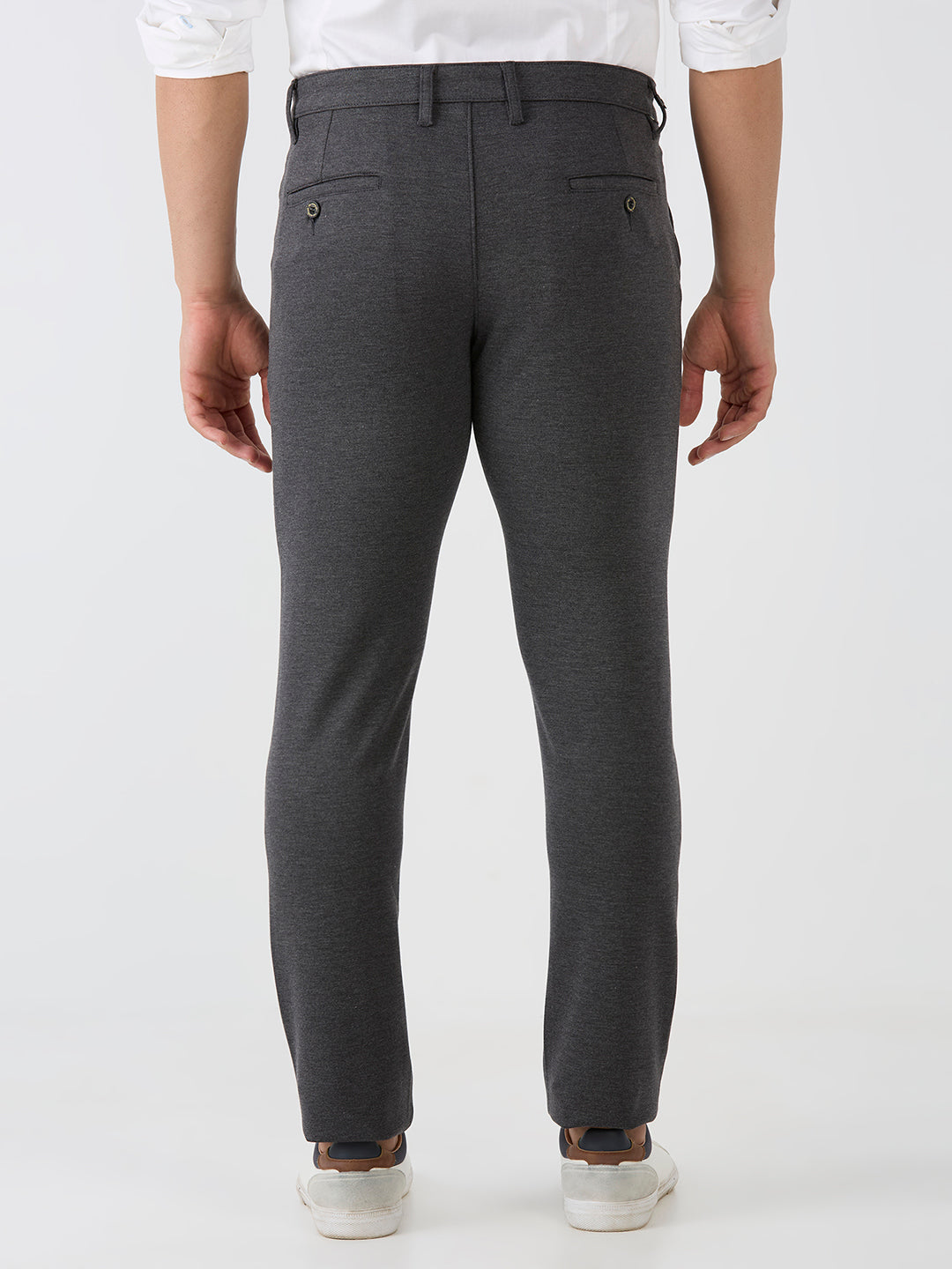 Black-4 Way Lycra Stretch-Trousers-Slim-Tapered-Fit