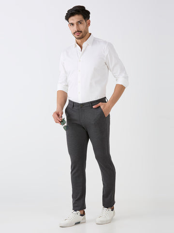 Black-4 Way Lycra Stretch-Trousers-Slim-Tapered-Fit