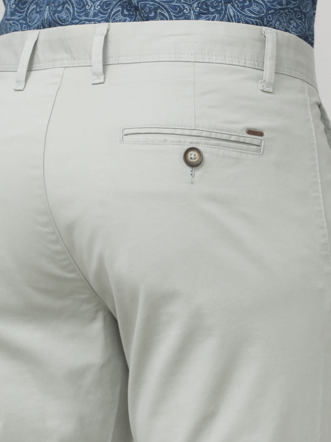 Stone Grey Fine Twill Lycra Slim Fit Cotton Trouser